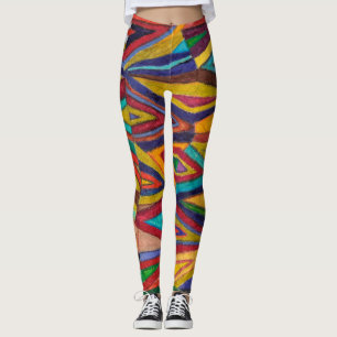 wild colorful, original art, geometric design leggings