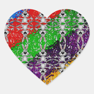 Wild Colorful Rabbit Pattern Heart Sticker