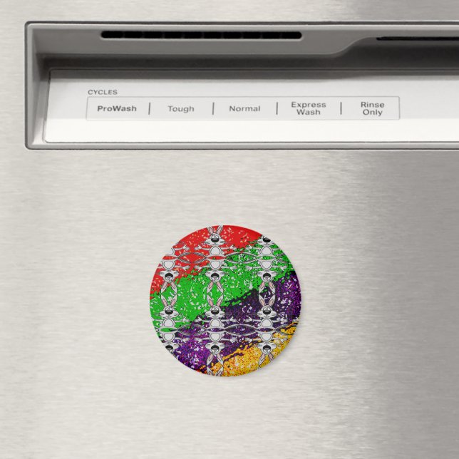 Wild Colorful Rabbit Pattern Magnet (In Situ (Dishwasher))