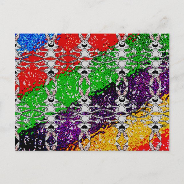 Wild Colorful Rabbit Pattern Postcard (Front)