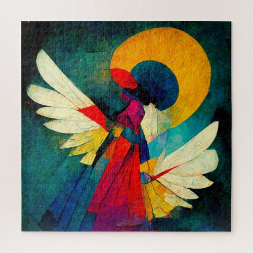 Wild Colourful Angel in the style of Kandinsky Jigsaw Puzzle