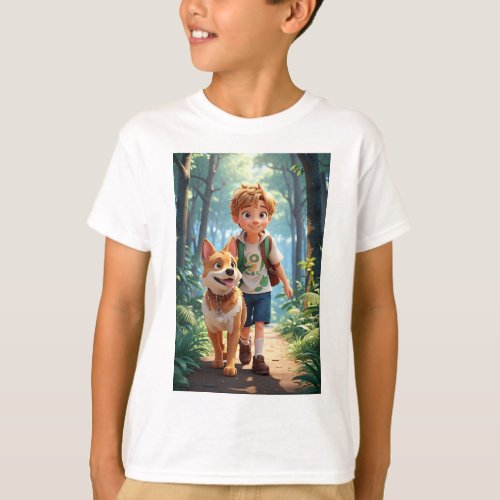 Wild Companions Boy and Dog Adventure Logo T_Shirt