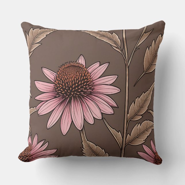 Wild Coneflower Throw Pillow (Front)