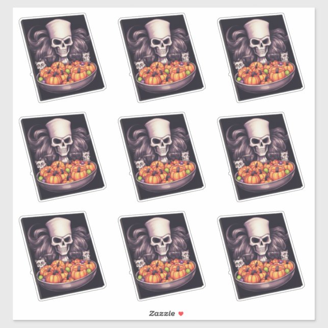 Wild confident skull with small scared skulls pump sticker (Sheet)