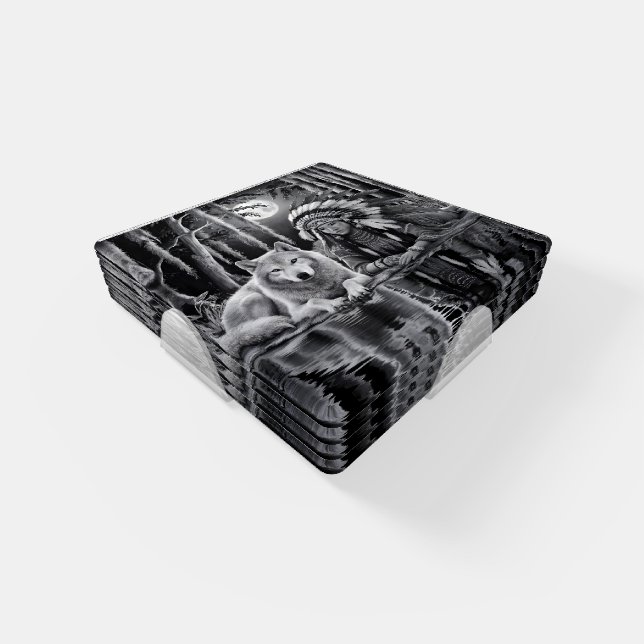 Wild Connection: Wolf and Girl Coaster Set (Set)