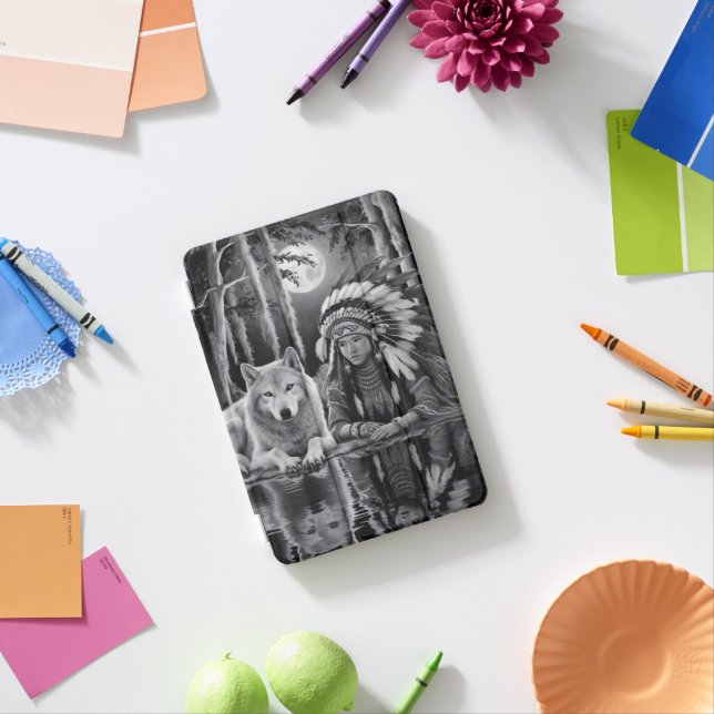 Wild Connection: Wolf and Girl iPad Mini Cover (In Situ)