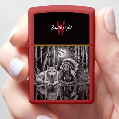 Wild Connection Wolf and Girl Zippo Lighter