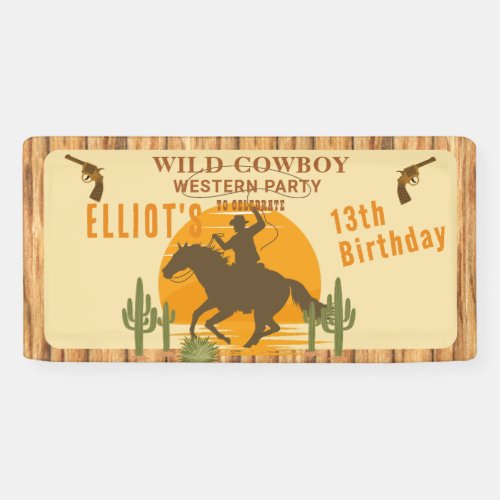 Wild cowboy western birthday banner
