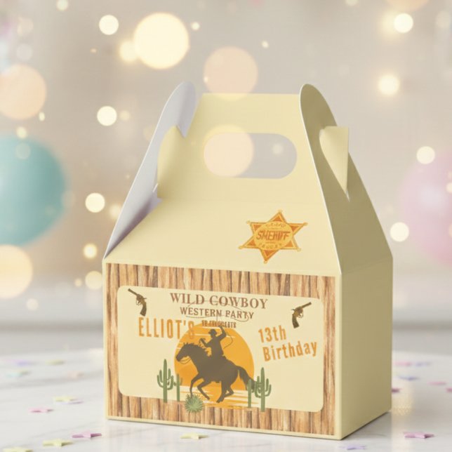 Wild cowboy western birthday favor boxes (Creator Uploaded)