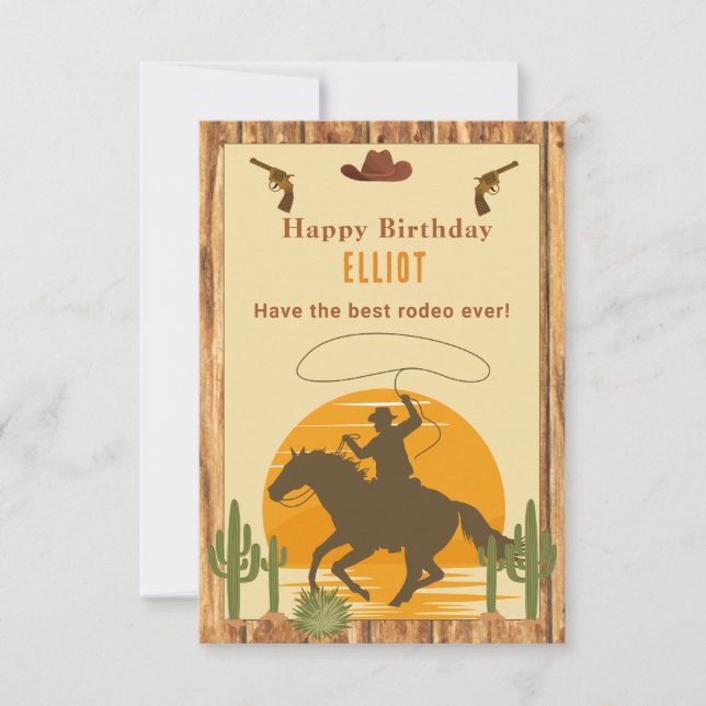 Wild cowboy western happy birthday card (Front)