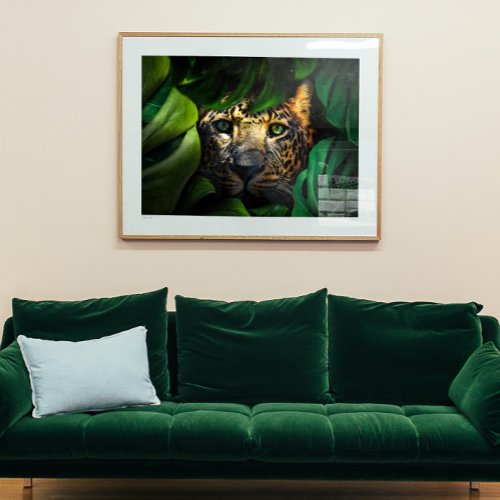 Wild Curiosity Jaguar Lurking in the Jungle Canva Poster