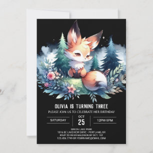 Wild Custom Fox Birthday digital Invitation