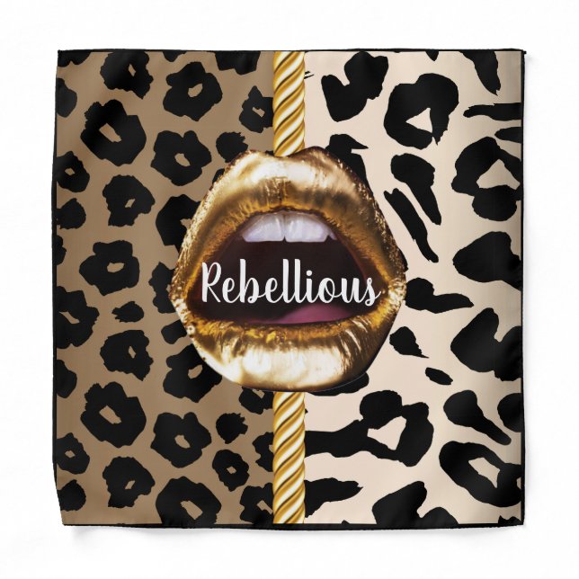 Wild Custom Gold lips Gift Décor girly Cute Makeup Bandana (Front)