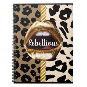 Wild Custom Gold lips Gift Décor girly Cute Makeup Notebook