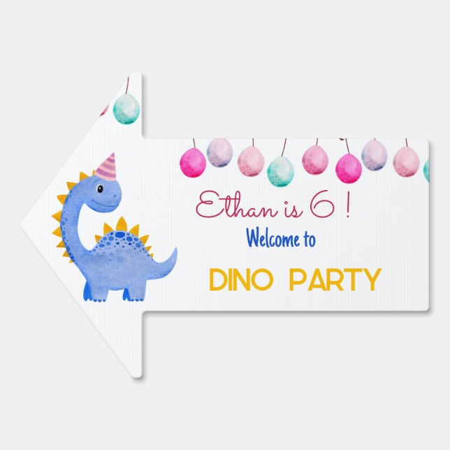 Wild cute Dino party kids birthday  Sign (Front)
