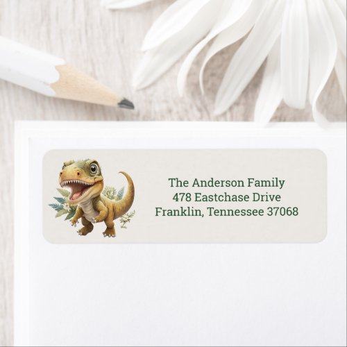 Wild Cute Dinosaur Birthday Party Return Address Label