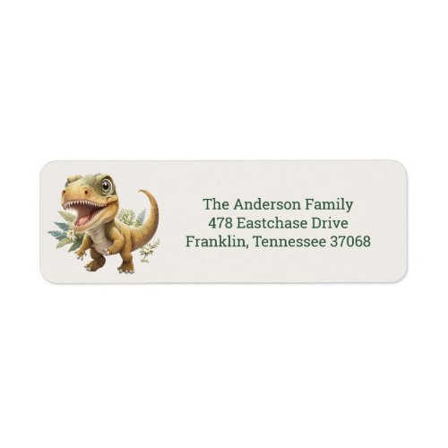 Wild Cute Dinosaur Birthday Party Return Address Label