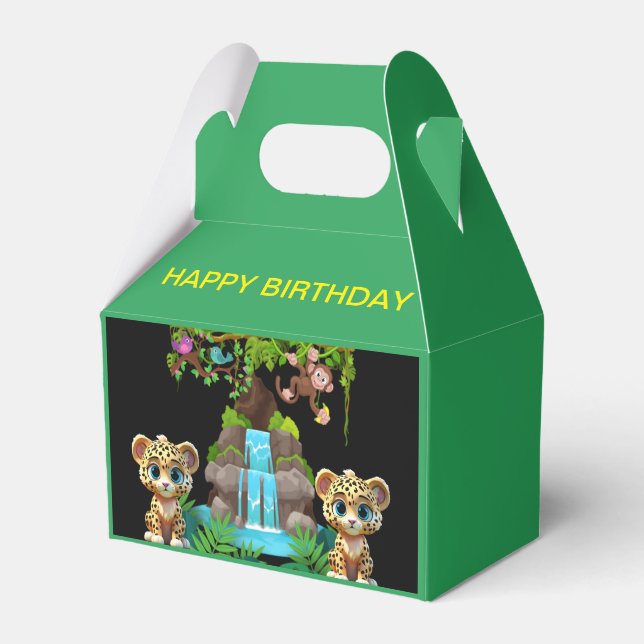 WILD CUTE JAGUAR BIRTHDAY FAVOR BOXES (Front Side)