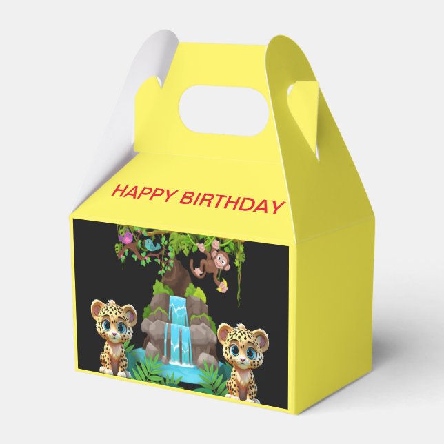 WILD CUTE JAGUAR BIRTHDAY FAVOR BOXES (Front Side)