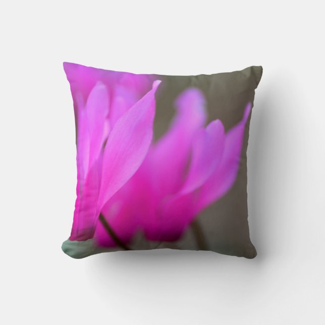 Wild Cyclamen Macro Throw Pillow (Front)