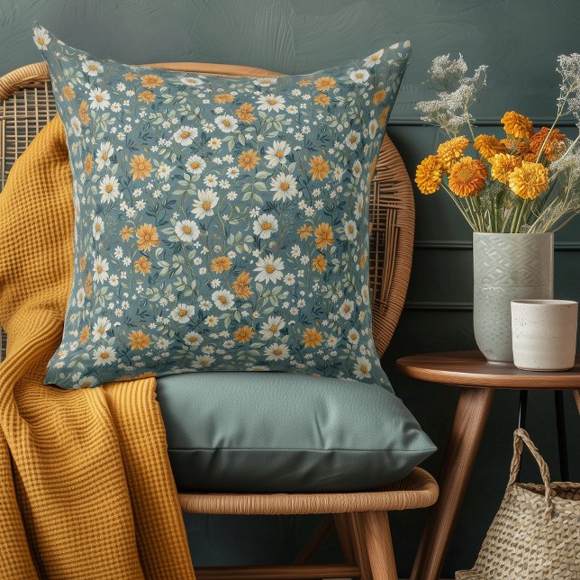 Wild Daisies Throw Pillow (Creator Uploaded)