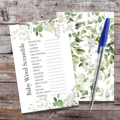 Wild daisy blooms Baby Shower Word Scramble 