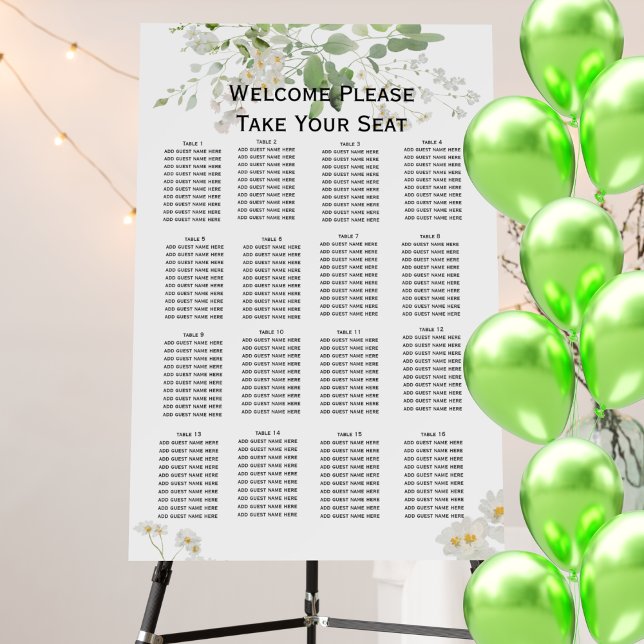 Wild daisy flower blooms seating chart  foam board (Creator Uploaded)