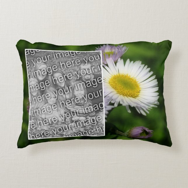 Wild Daisy Flower Frame Create Your Own Photo Accent Pillow (Front)