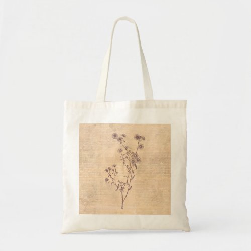 Wild Daisy Flower Wildflower Antique Script Paper Tote Bag