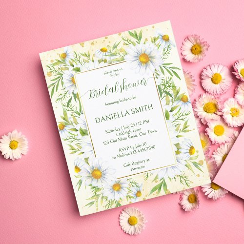 Wild daisy flowers budget bridal shower invitation