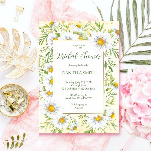 Wild daisy flowers spring summer bridal shower invitation