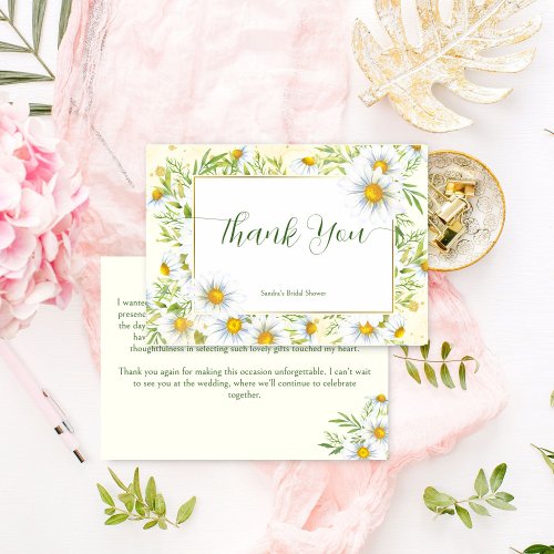 Wild daisy flowers spring summer bridal shower thank you card