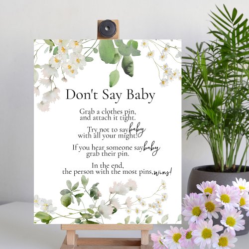 Wild daisy flowers theme Shhhh Dont Say Baby Game Poster