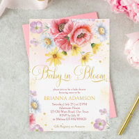 Wild daisy poppy baby in bloom baby shower templat