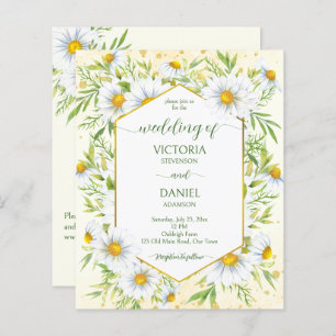 Wild daisy spring flowers budget wedding invite