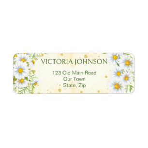 Wild daisy spring flowers green yellow label