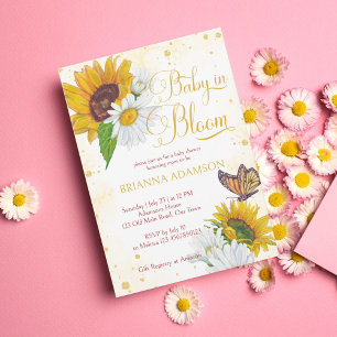 Wild daisy sunflowers baby in bloom baby shower invitation
