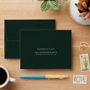 Wild Dark Green Wedding RSVP Envelope