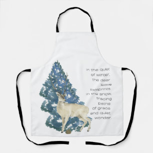 Wild Deer Footprints in Snow – Winter Nature Art Apron