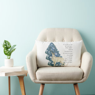 Wild Deer Footprints in Snow – Winter Nature Art Lumbar Pillow