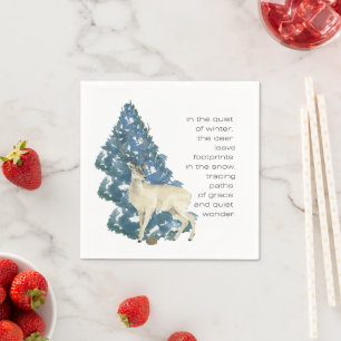 Wild Deer Footprints in Snow – Winter Nature Art Napkins