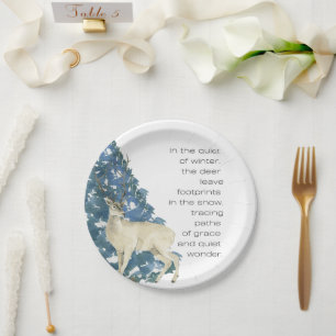 Wild Deer Footprints in Snow – Winter Nature Art Paper Plates