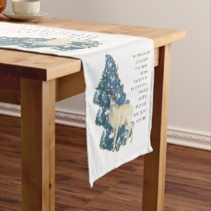 Wild Deer Footprints in Snow – Winter Nature Art Short Table Runner