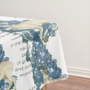 Wild Deer Footprints in Snow – Winter Nature Art Tablecloth