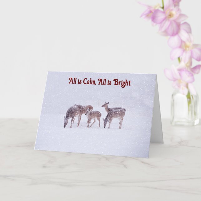 Wild Deer Snow Christmas Card (Orchid)