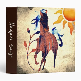 Wild Desert Pony with Sun Horse 3 Ring Binder