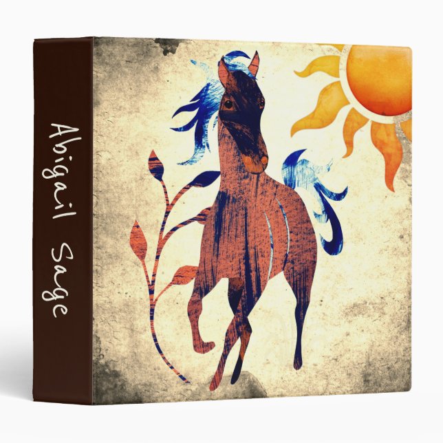 Wild Desert Pony with Sun Horse 3 Ring Binder (Front/Spine)
