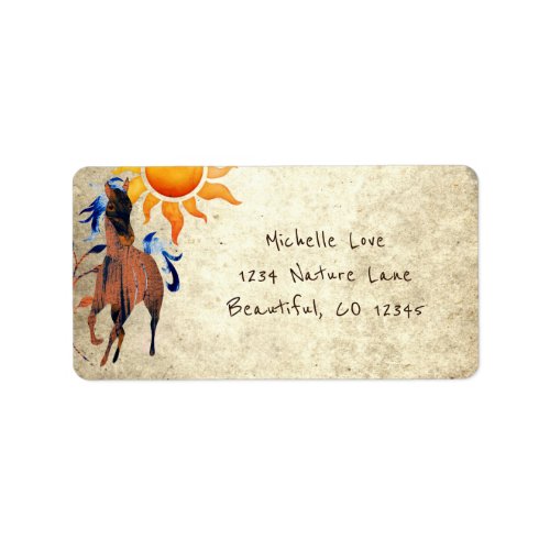 Wild Desert Pony with Sun Horse Address Label