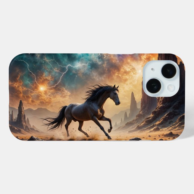 Wild Desert Stallion Nebula stars lightning Case-Mate iPhone Case (Back (Horizontal))