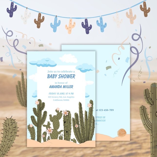 Wild Desert with Cactus Cute Baby Shower Invitation (Creator Uploaded)